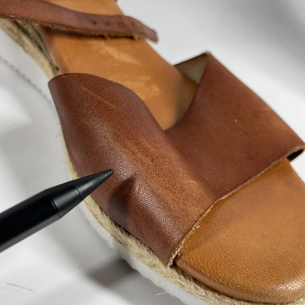 Sz 9.5-10 Bertuchi Brown Leather Espadrille Platform Sandals Made in Spain